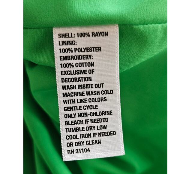 Crown & Ivy Women's Summer Embroidered Eyelet Seahorse Shift Dress Size 10 Green - Picture 6 of 6